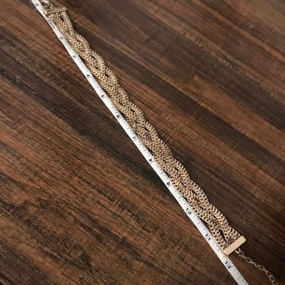 Gold-Tone Braided Chain link Choker - Picture 7 of 9